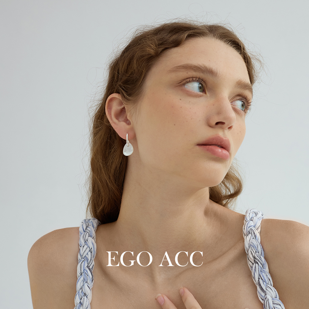 EGOACC纯银异形天然白贝母耳环