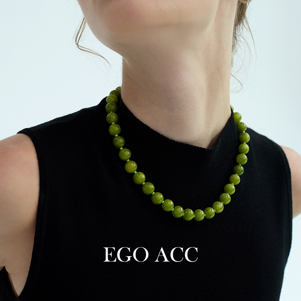 EGOACC新中式牛油果绿串珠项链