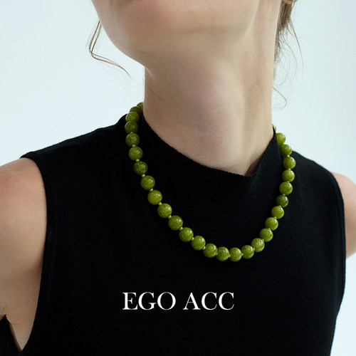 EGOACC新中式牛油果绿串珠项链