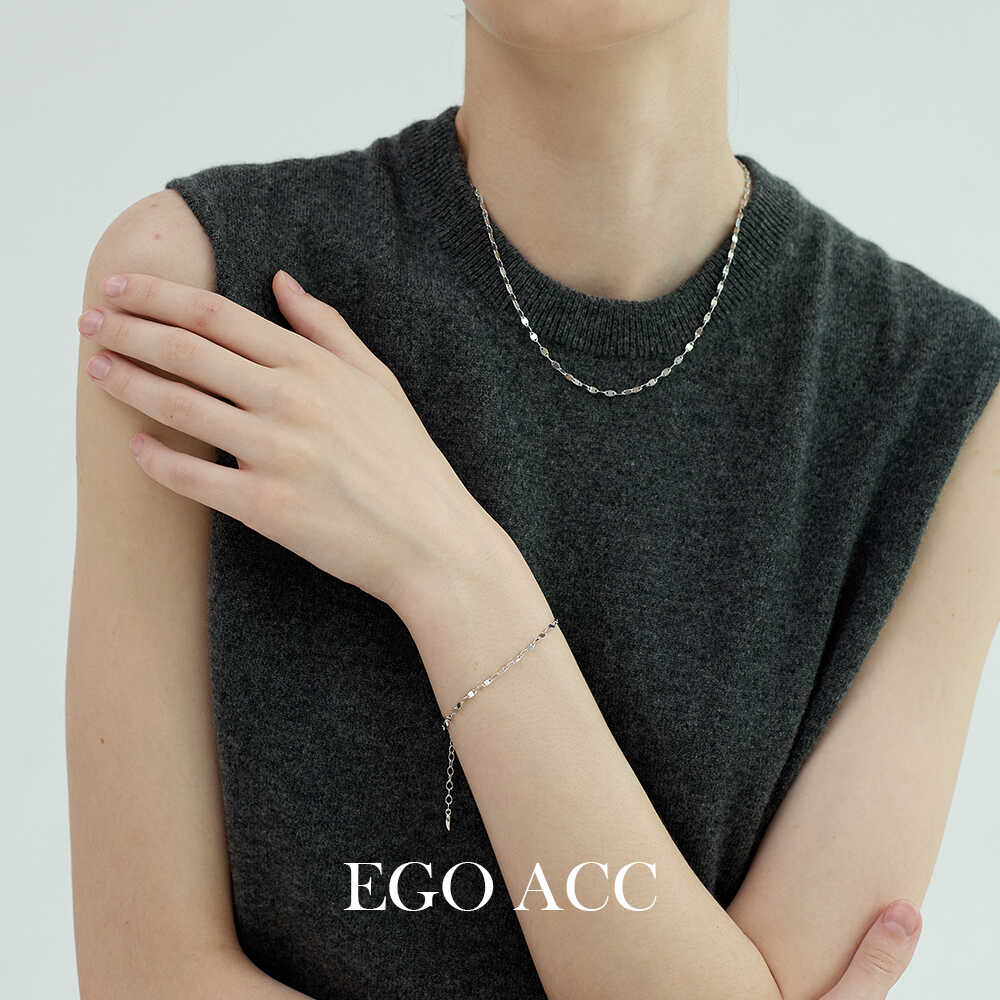 EGOACC纯银光面亮片项链手链