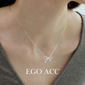 精致甜美蝴蝶结项链蛇骨链女 EGO ACC ins风轻奢纯银锁骨链s925