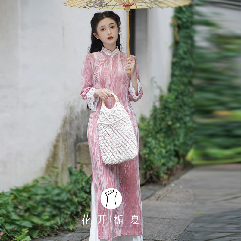 新中式改良日常可穿粉色旗袍