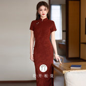 复古红色旗袍新中式 改良年轻款 少女订婚礼服新娘敬酒服7