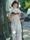 文艺复古长款 新款 古法全开襟少女旗袍2026夏季 连衣裙 蓝川