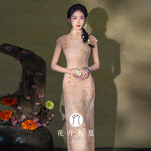 新中式复古民国风长款旗袍2026新款温柔气质显白修身连衣裙2/12