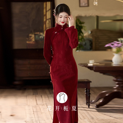 新中式改良红色旗袍加绒加厚