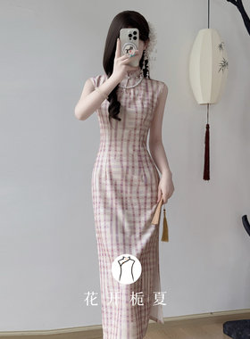 粉色旗袍改良年轻款少女连衣裙