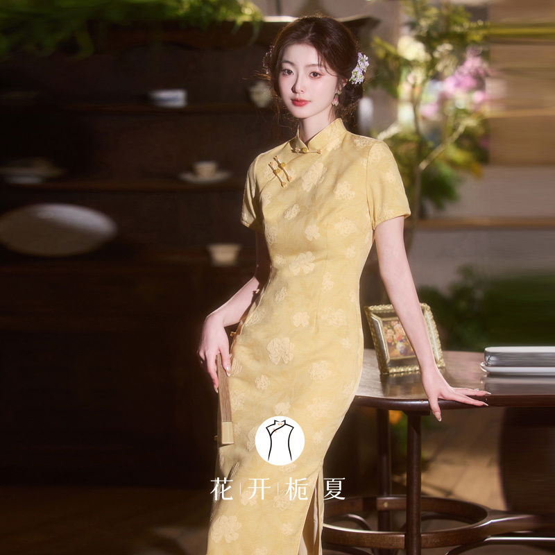 新中式改良年轻款少女黄色旗袍