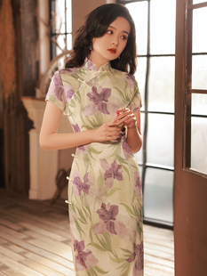 花开栀夏复古民国风改良旗袍2025年新款醋酸提花少女日常可穿夏