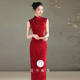 连衣裙2 红色旗袍新娘敬酒服新中式 订婚礼服裙结婚回门无袖