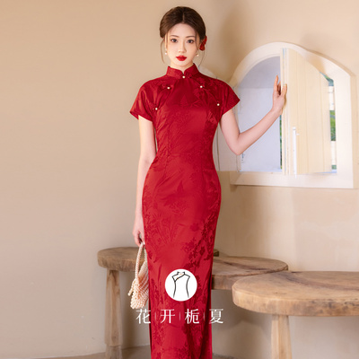 新中式改良新娘敬酒服红色旗袍