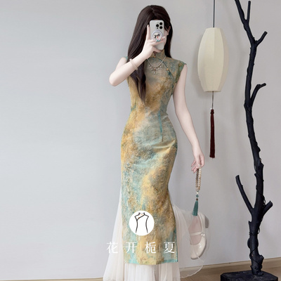 新中式绝美气质无袖旗袍修身显瘦