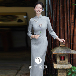 长袖旗袍加绒加厚绝美新中式国风冬装年轻款少女连衣裙1/5