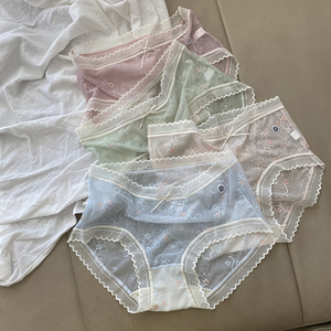柜货新款蕾丝网纱性感甜美可爱包臀女士内裤简约宽松自然透气底裤
