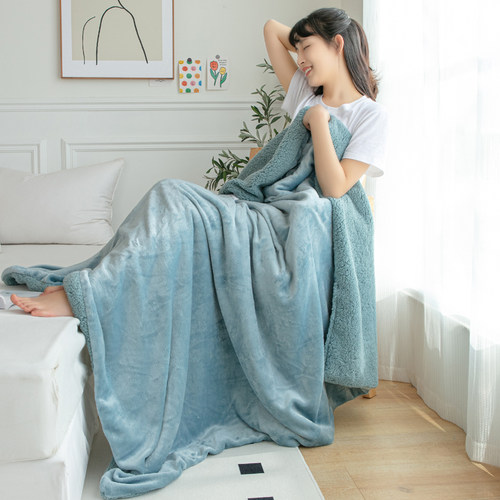 麦芒双层加厚羊羔绒毯工厂自营