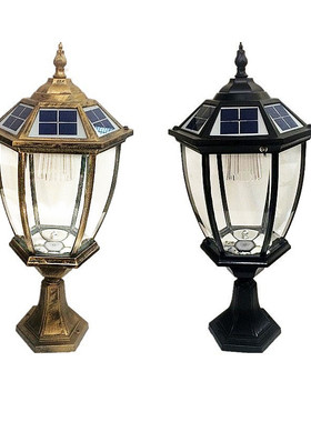 室外户外led太阳能门柱头灯墙头立灯 庭院别墅防水家用新款围墙灯