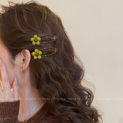 可爱花朵发夹女2025新款高端前额bb夹侧边碎发刘海夹子小发卡头饰