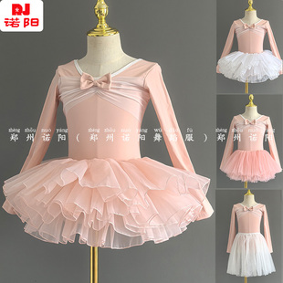 秋季儿童舞蹈服服女童长袖连体服中国舞民舞少儿练功服幼儿蝴蝶结