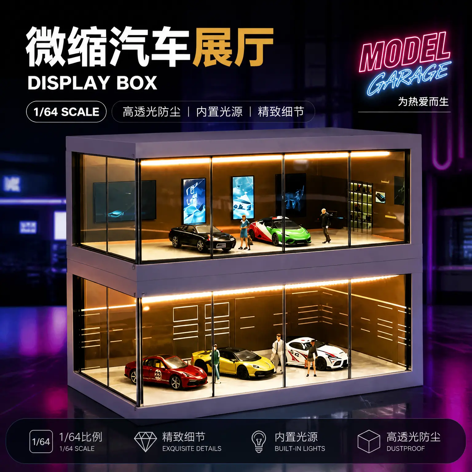 收藏家164车模场景收纳展示盒
