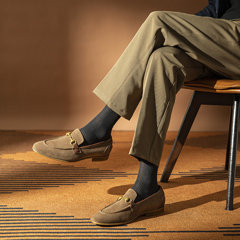 【48小时内发货】男士休闲皮鞋英伦风牛绒乐福商务正装一脚蹬男鞋