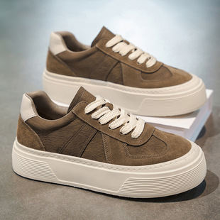 厚底隐形内增高翻毛皮潮鞋 国潮男鞋 皮面休闲百搭板鞋 2025新款 秋季