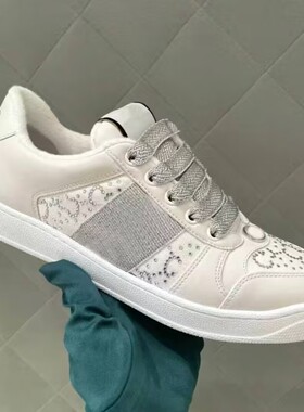 高配版满天星g家烫钻小脏鞋女情侣休闲脏脏鞋复古百塔水钻小白鞋