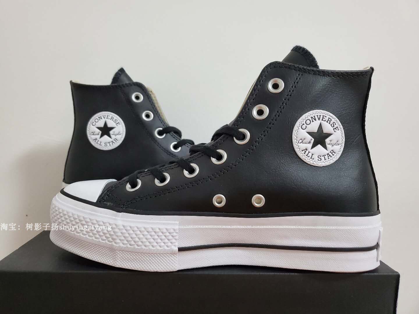 现货 匡威皮质厚底松糕鞋黑色白色女子款 561675 561681 561676