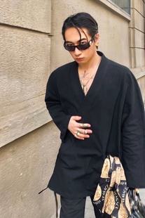 BUDDYBODY嘻哈中国风棉麻休闲宽松潮流唐装 复古汉服V领衬衣套装