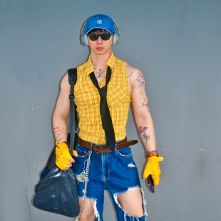 衬衣背心 翻领性感格纹无袖 BUDDYBODY美式 学院风泡泡棉弹力修身