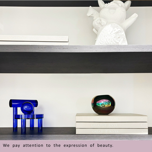 手作琉璃电镀色彩色球型花瓶蜡杯桌面摆件家居装饰样板间饰品现代