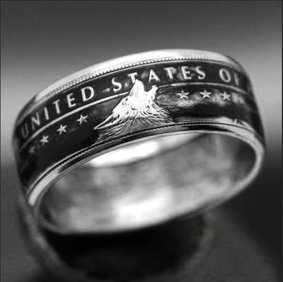 硬币指环雕刻硬币手工戒指欧美