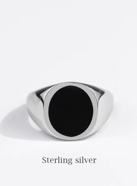 S925 Enamel Ring 镀银玛瑙戒指男嘻哈女简约ins小众尾戒潮流指环