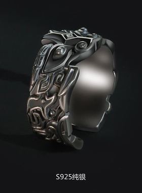男士兽面纹复古霸气风情侣戒指