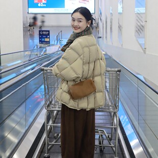 高充绒量90白鸭绒羽绒服女冬季2025新款小个子蓬松短款面包服外套