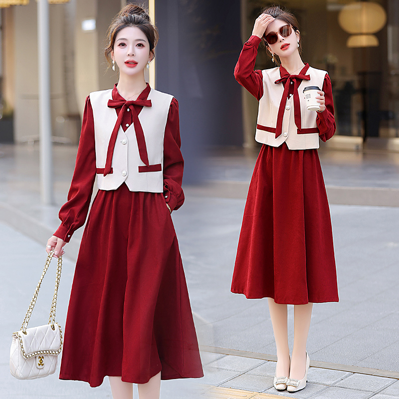 小香风套装裙女马甲连衣裙两件套