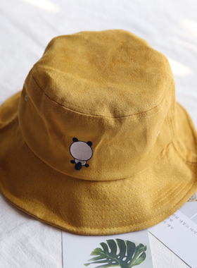 新款春秋软妹卡通黄色渔夫帽女夏日系文艺百搭学生可爱帽子小黄帽