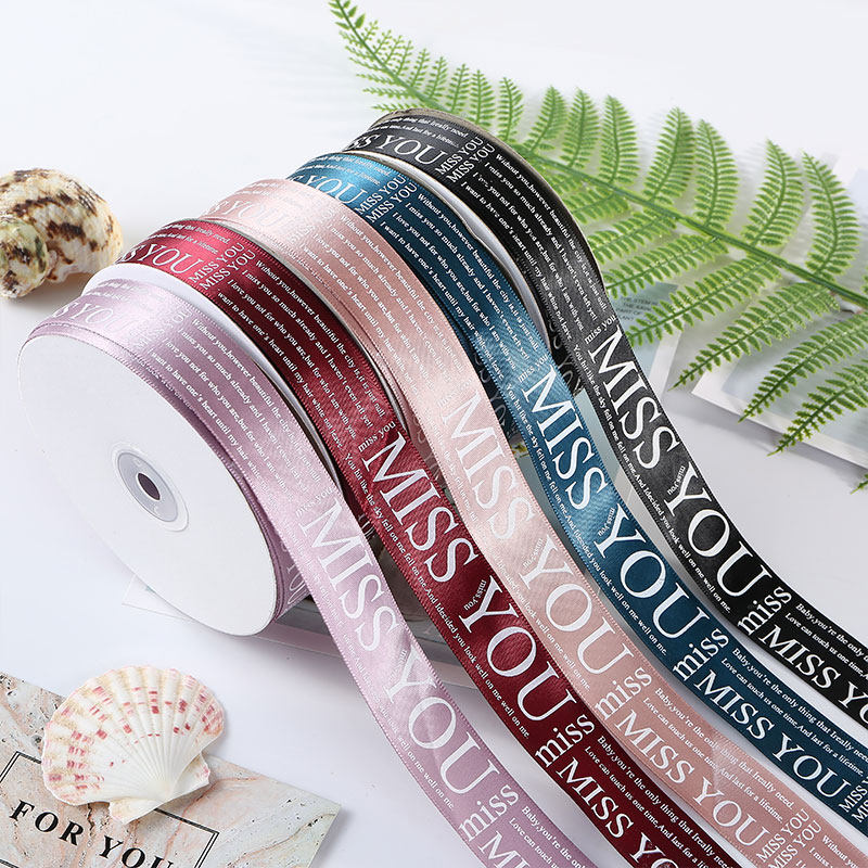 English Ribbon Miss You Florist Bouquet of flowers flower Ribbons bow rose packing paper Material Sciencein the Flower delivery/Flowers simulation/Plants gardening ,  DIY Artificial flowers material , Floral Packaging, Floral ribbon category - from Buy2taobao.com to provide professional Taobao agent buy service