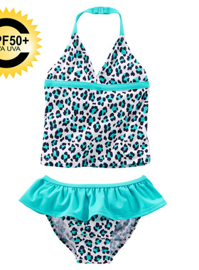 size:18m-3T 外贸豹纹儿童泳衣女童分体泳衣婴儿幼儿温泉游泳衣