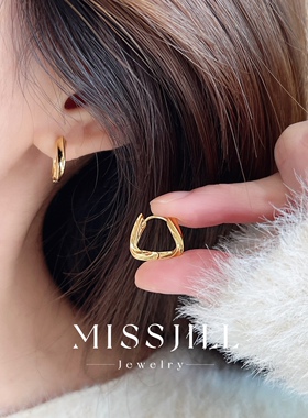 MISSJILL·法式扭圈｜设计感三角造型法式气质简约高级925银耳圈