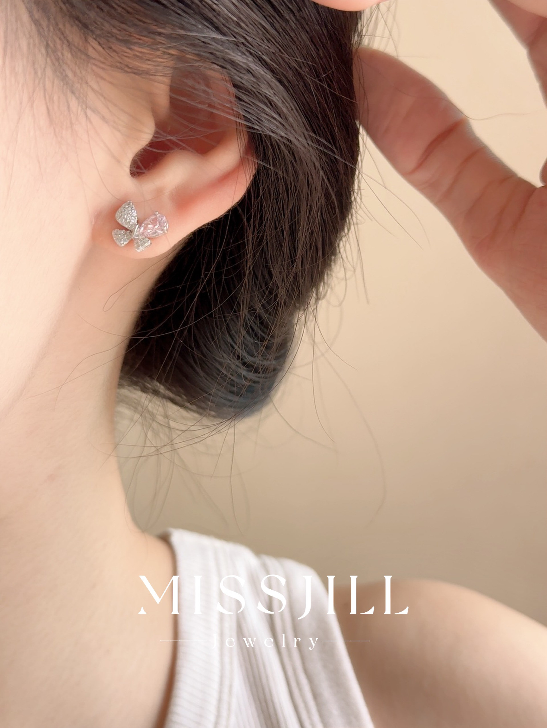 MISSJILL 紫衣幻蝶|精致小众甜美优雅淑女气质通体S925纯银耳钉