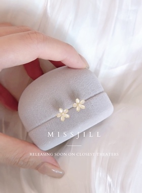 MISSJILL 心田花开｜小众高级通体S925纯银猫眼石甜美清新耳钉女