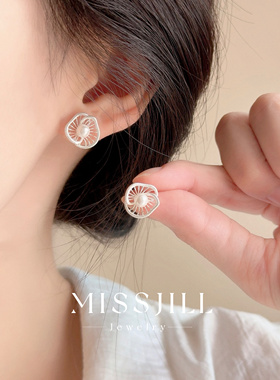 MISSJILL 白海浪花｜小众简约气质简约通体S925纯银珍珠耳钉项链