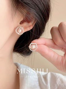 MISSJILL 白海浪花｜小众简约气质简约通体S925纯银珍珠耳钉项链