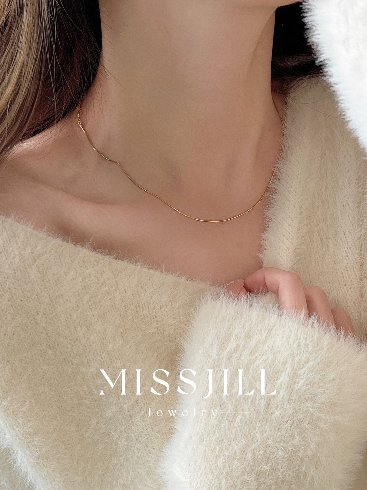 MISSJILL·鎏金岁月｜小众精致设计通体925纯银金蛇骨链项链高级