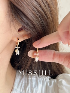 MISSJILL·郁金香戀｜法式 精致小眾設(shè)計(jì)花朵通體925純銀耳圈耳環(huán)