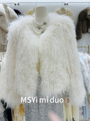 羊羔羊卷毛短款名媛年轻款气质毛毛皮草外套