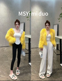 爆款网红时尚双面貉子毛编织外套女皮草狐狸毛炸街年轻款显瘦