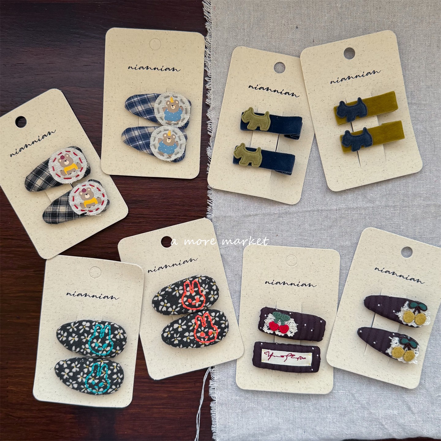 满3卡包邮niannian念念秋冬儿童发夹韩系女孩小熊樱桃刘海夹边夹