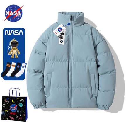 NASA联名潮牌羽绒服2022年新款男女短款冬季外套加厚棉衣休闲立领