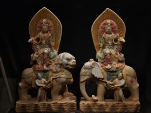 汉白玉材质 ​45 ​长宽高 82cm 文殊普贤菩萨